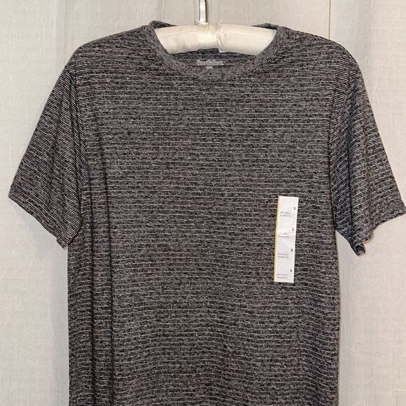 Goodfellow S Gray Heathered Striped Crewneck Standard Fit Short Sleeve Tee - Picture 3 of 9